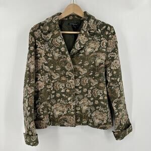 Vintage Moonlight Bay Tapestry Jacket Womens Size M Green 90s Grandmacore